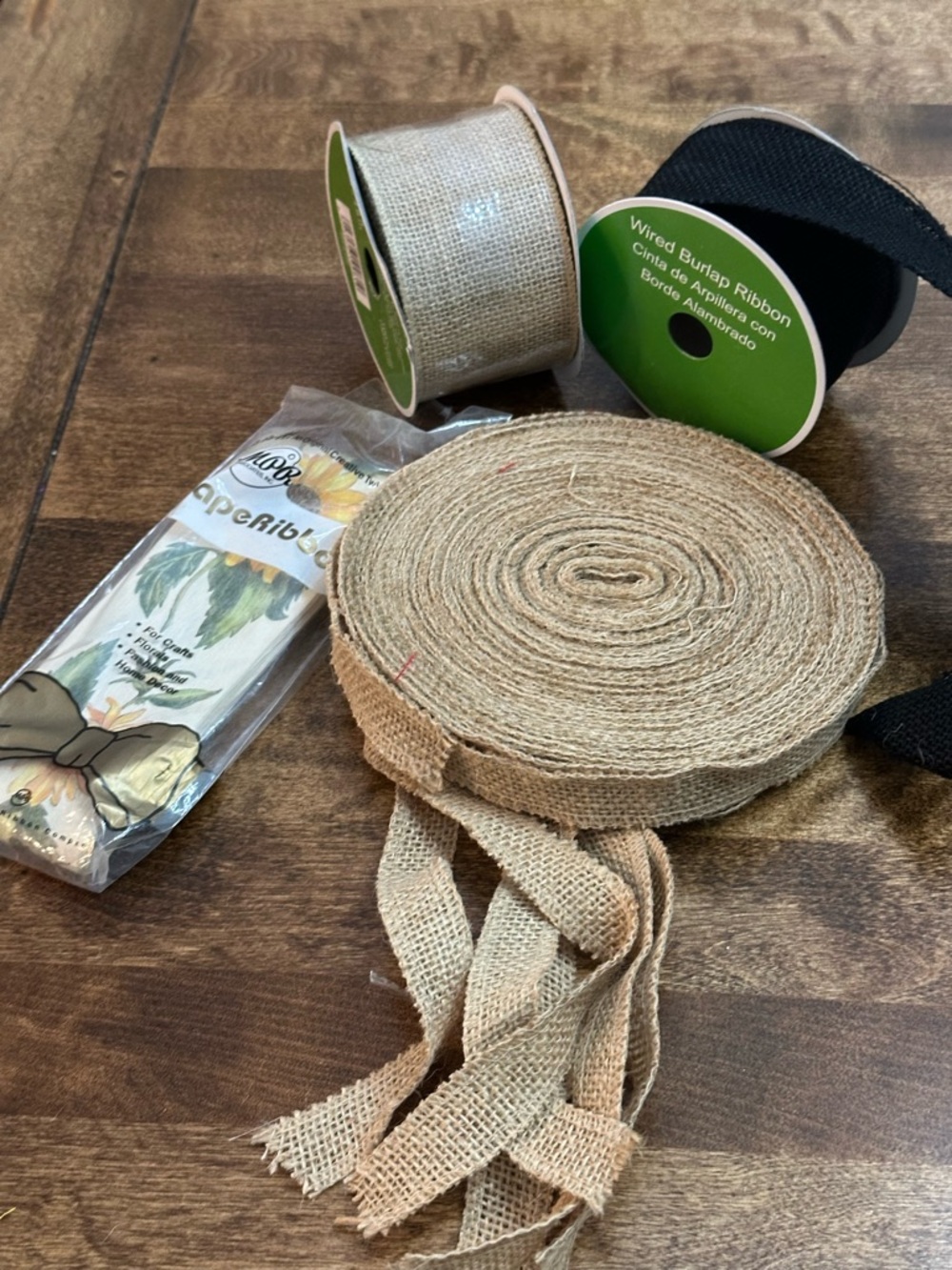 Wired Burlap Ribbon & Natural Jute Trim Bundle